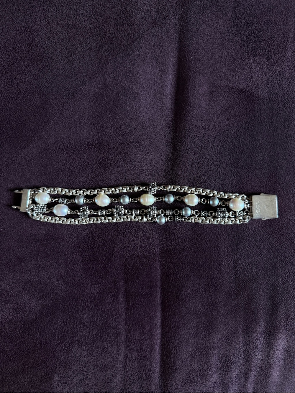 Michael Dawkins Sterling Silver Four Strand Pearl Bracelet